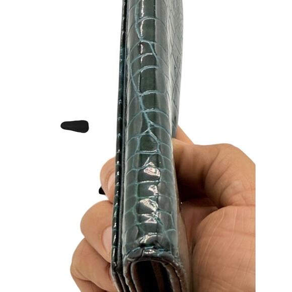 Miu Miu Hunter Green Croc Embossed Leather Wallet! Long Wallet! EXCELLENT Cond - Picture 5 of 16